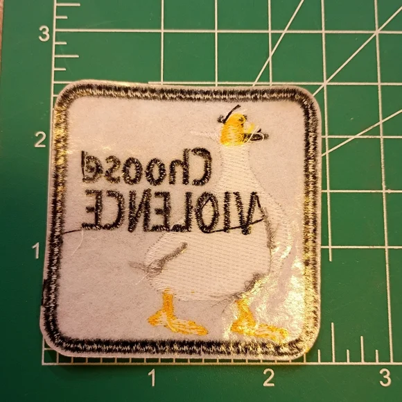 2/$10 Red Duck Patch with Choose Violence Text - Picture 2 of 3
